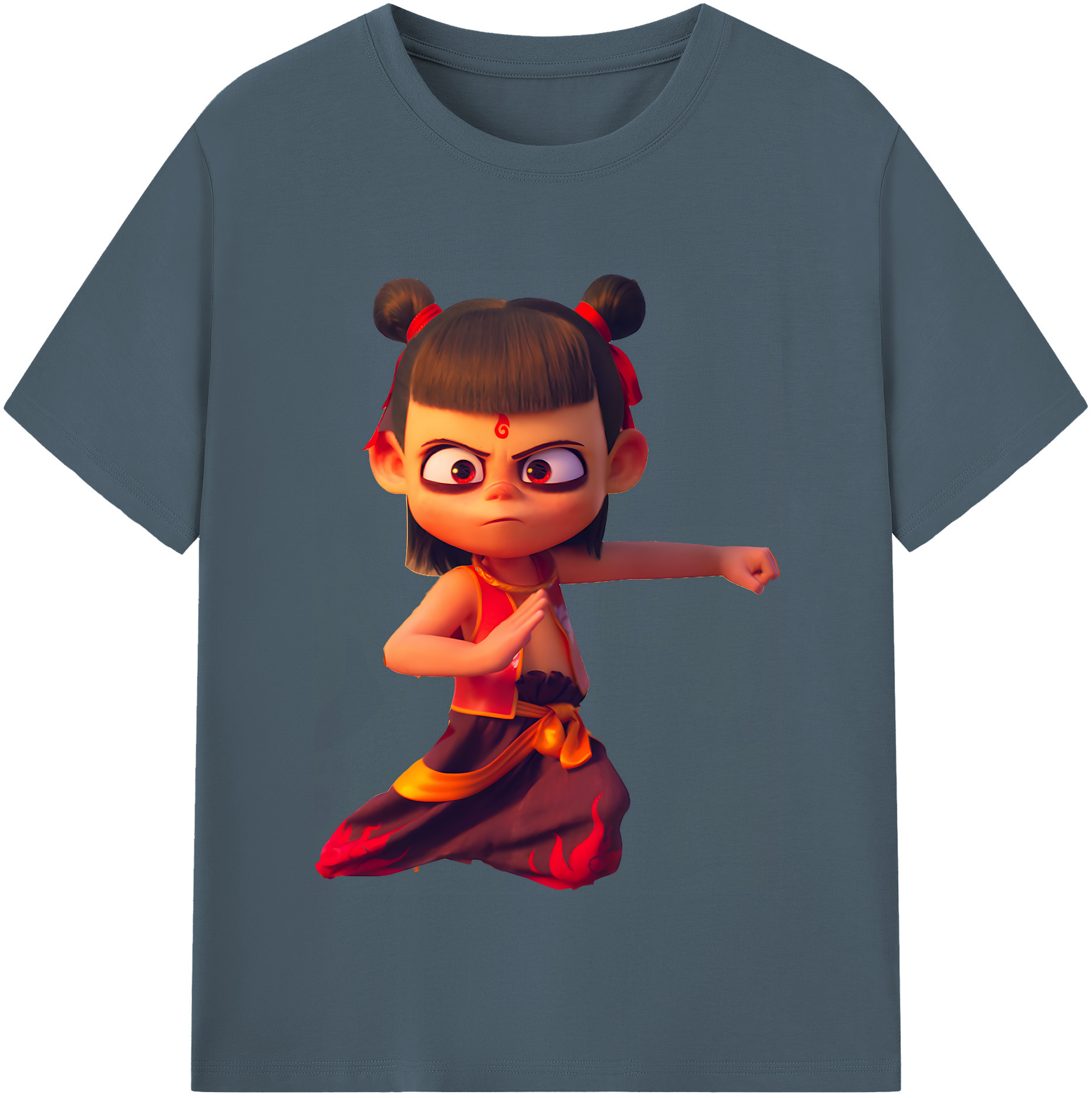 （画像用） Ne Zha 2 ナタ 魔童の大暴れ 綿100％半袖Tシャツ（フロントプリント）